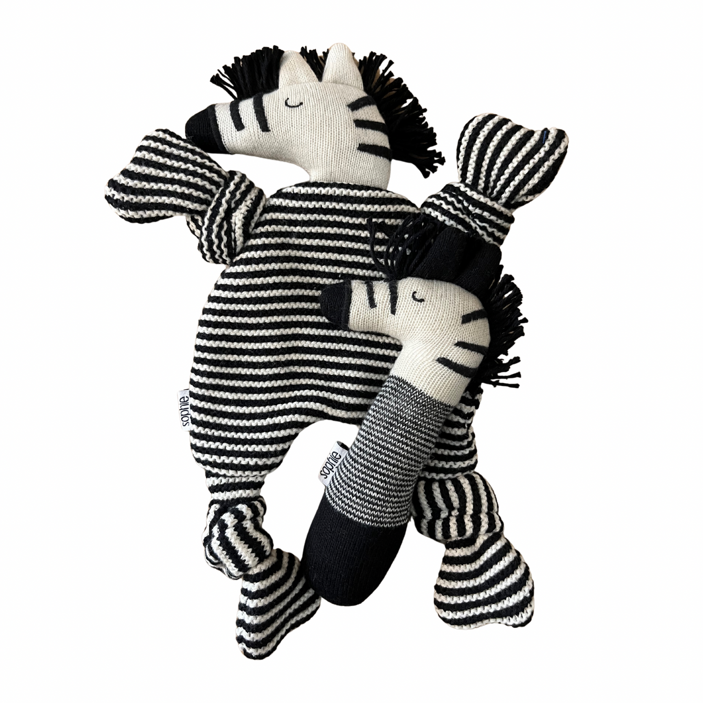 Knitted Baby Rattle - Zebra