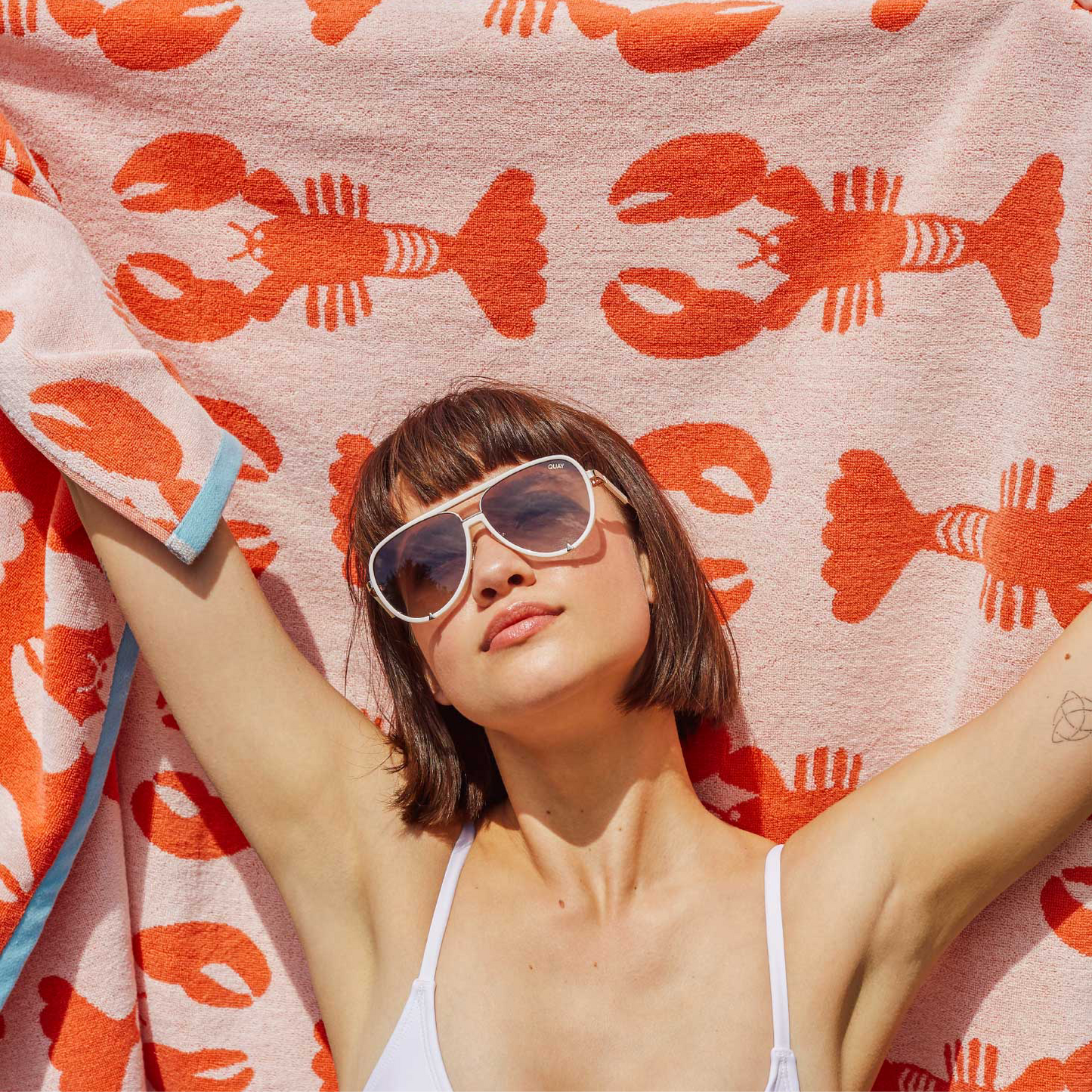 Coral Lobster Organic Cotton Hand Towel