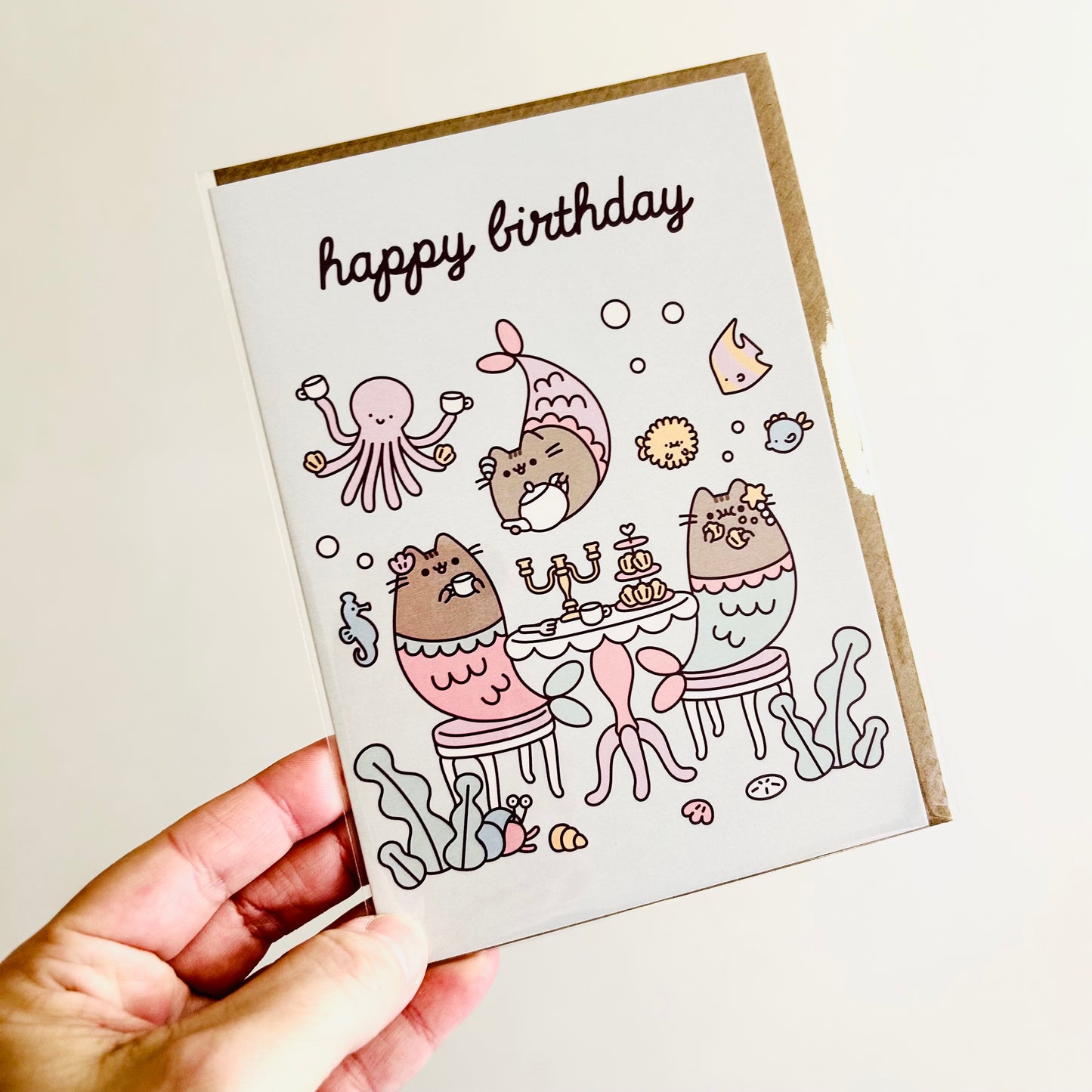 Pusheen Birthday Mermaid Card