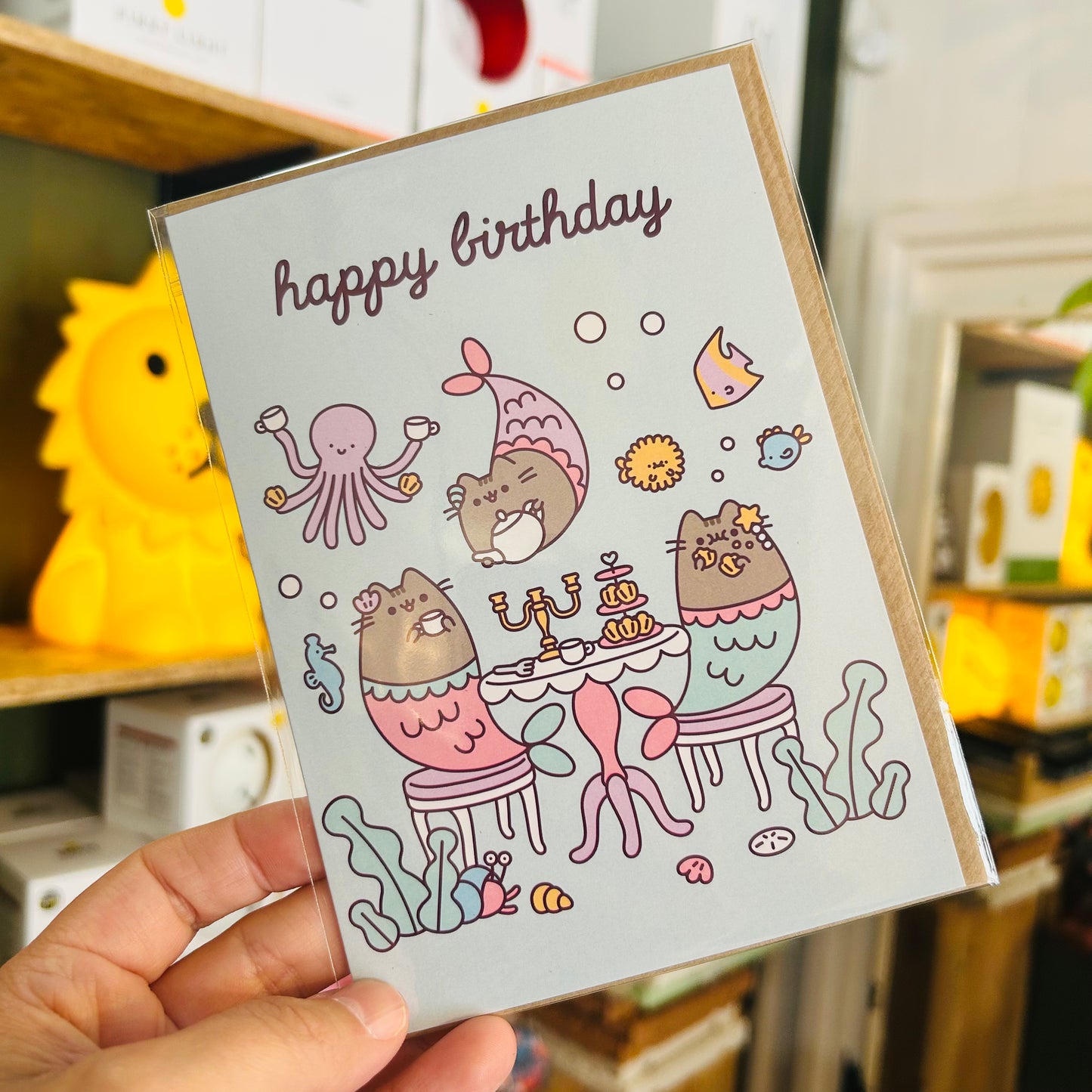 Pusheen Birthday Mermaid Card