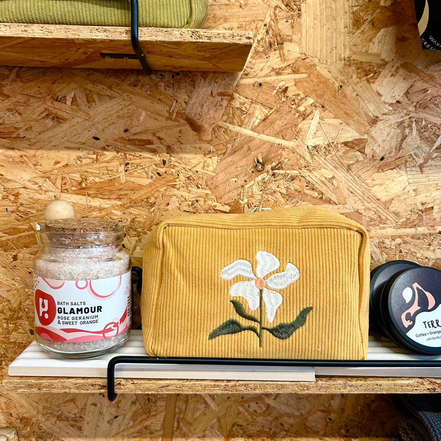 Flower Corduroy Makeup Bag