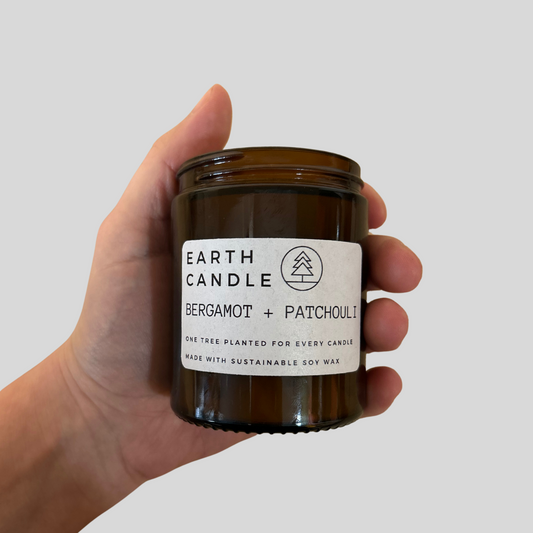 Bergamot + Patchouli Soy Wax Eco Candle | Larger Candle