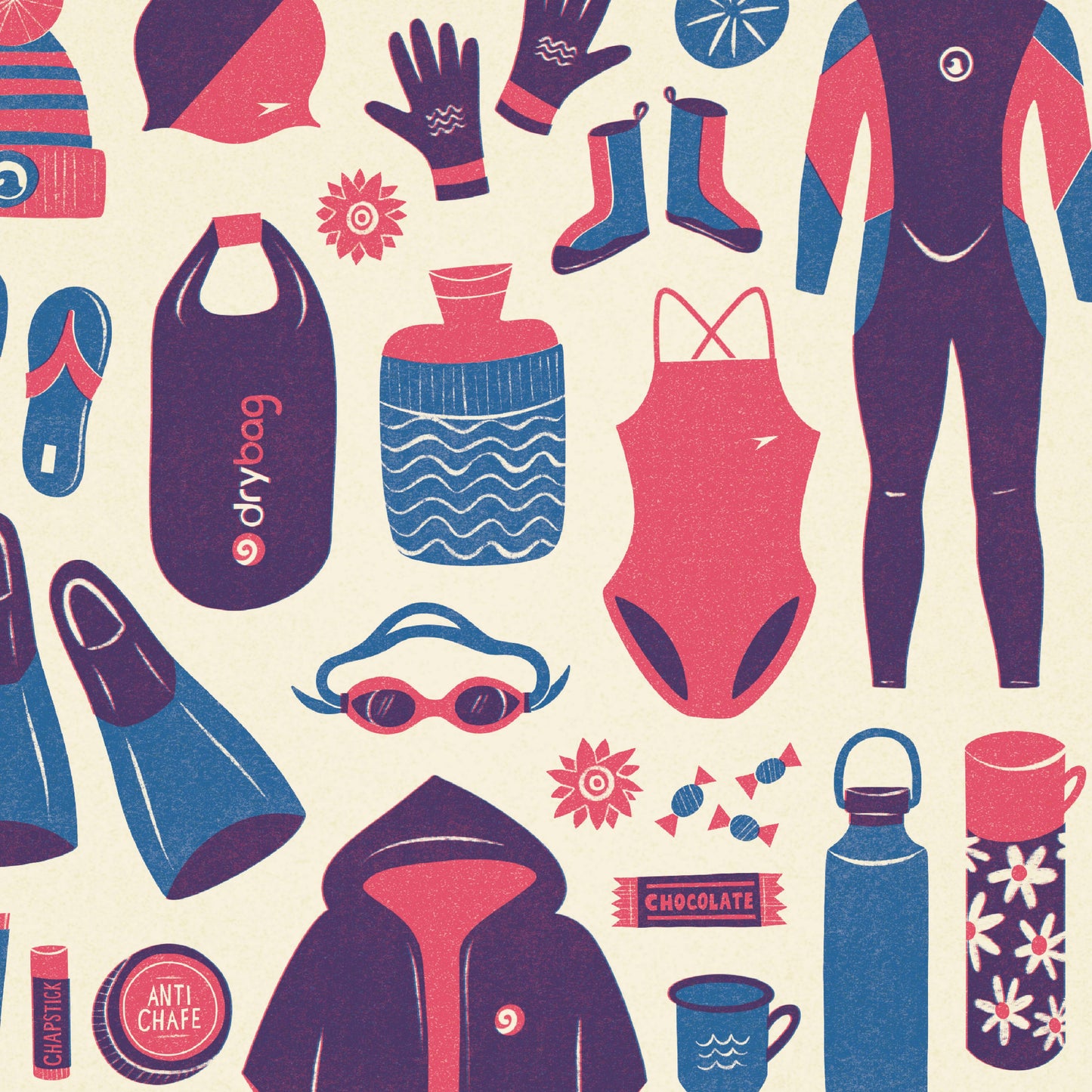 A4 Wild Swimming Kit Essentials Print