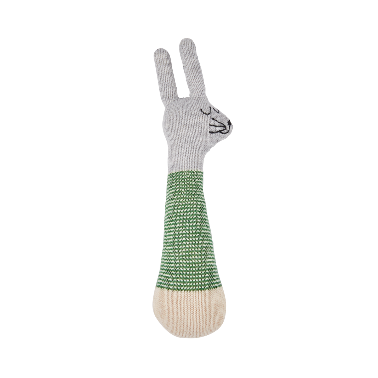 Knitted Baby Rattle - Rabbit Green