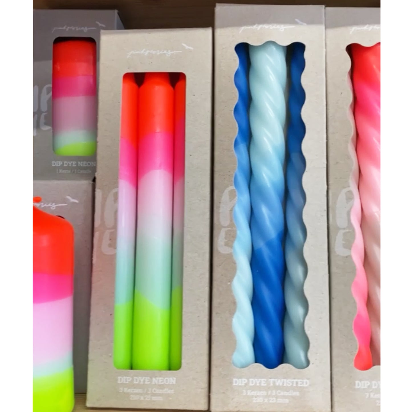 Dip Dyed Neon Twisted Dinner Candles - Shades of Blueberry