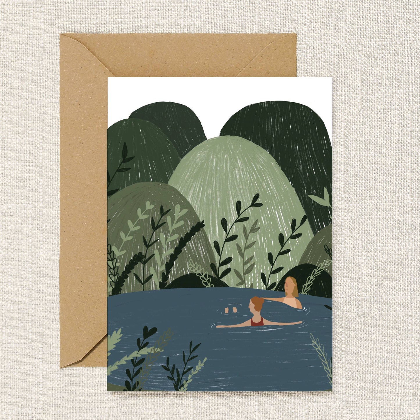 Wild Swimming In the Hills Greeting Card