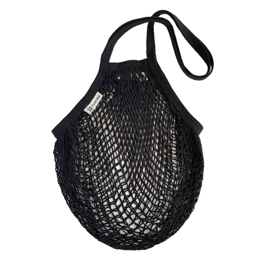 Long Handled Organic Cotton String Bag - Black