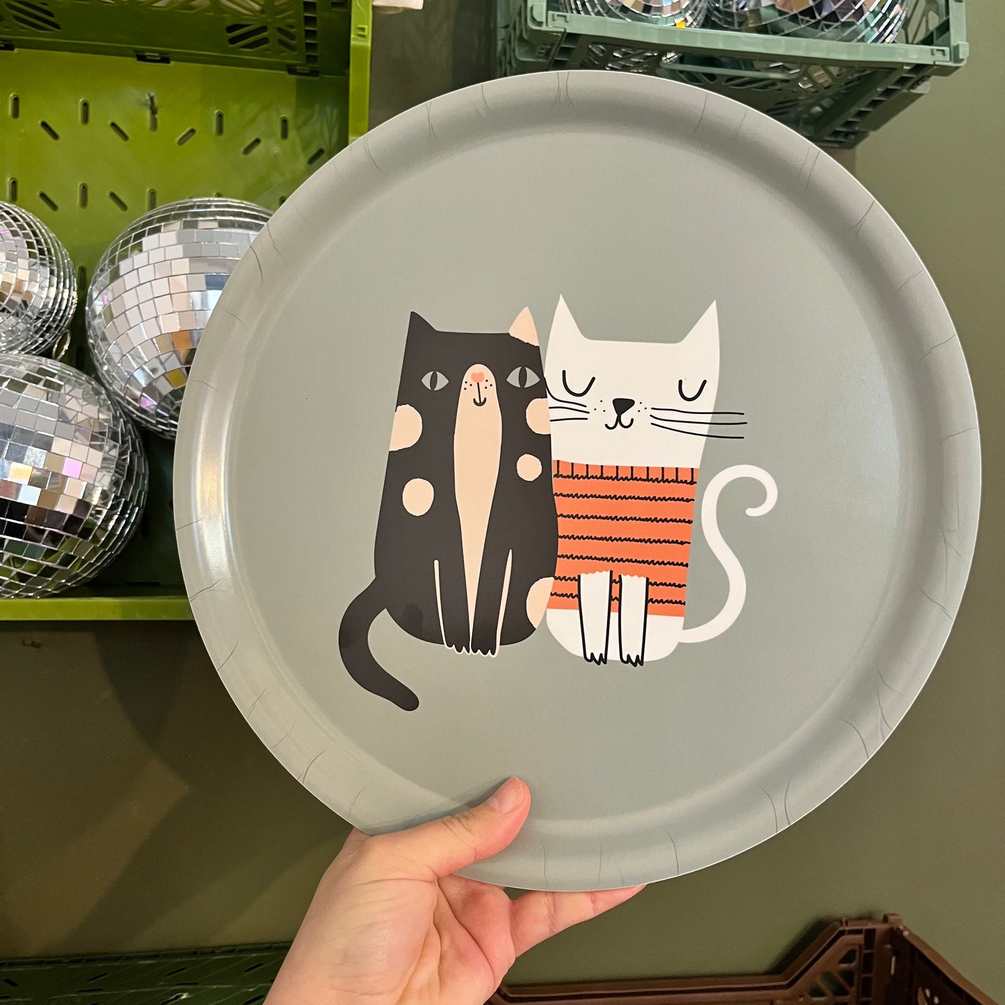 Boris and Gustav Round Cat Tray