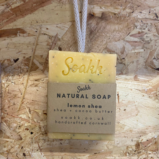 Lemon + Shea + Cocoa Butter Natural soap on a rope