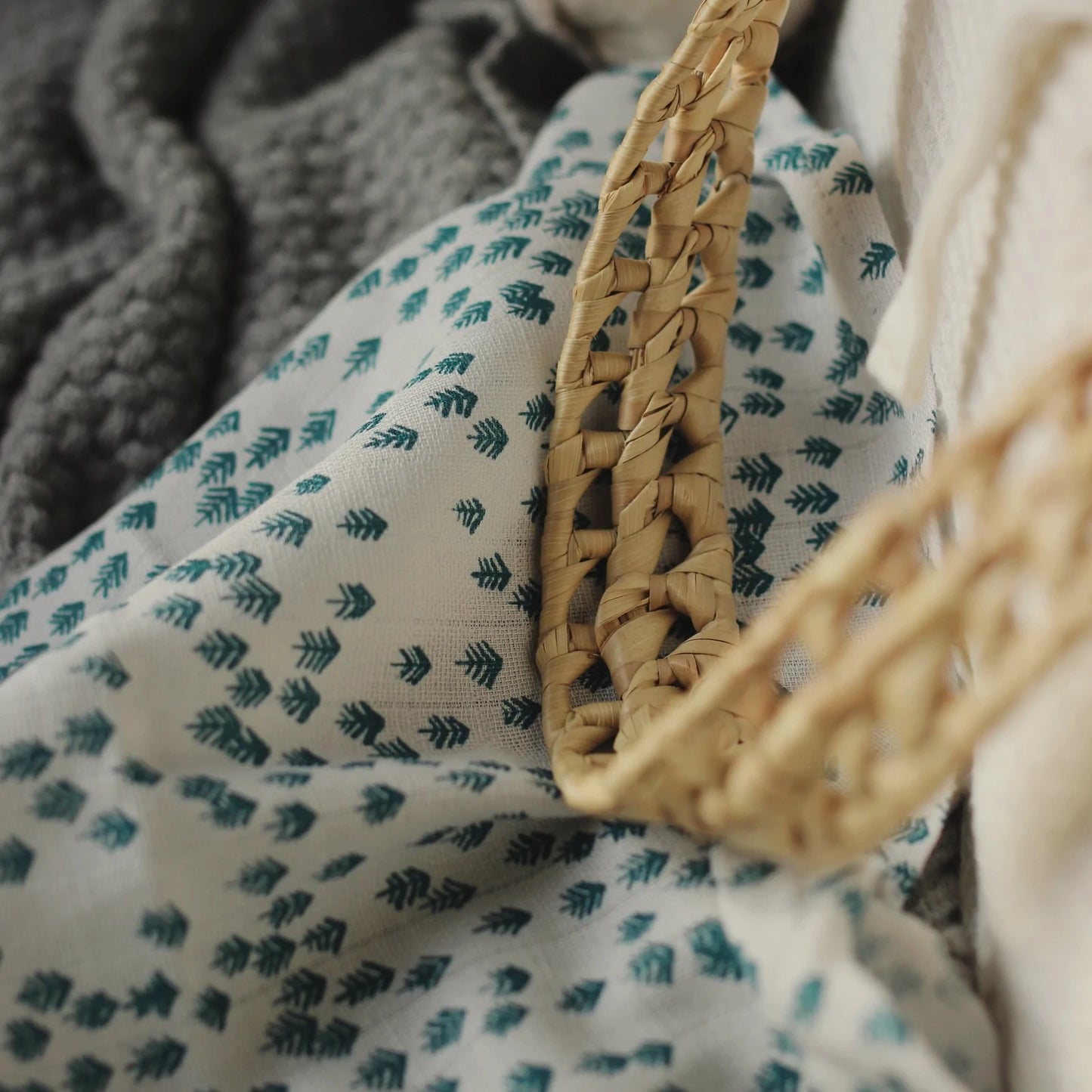 Large Organic Muslin cloth | Swaddle | Nordic Forest