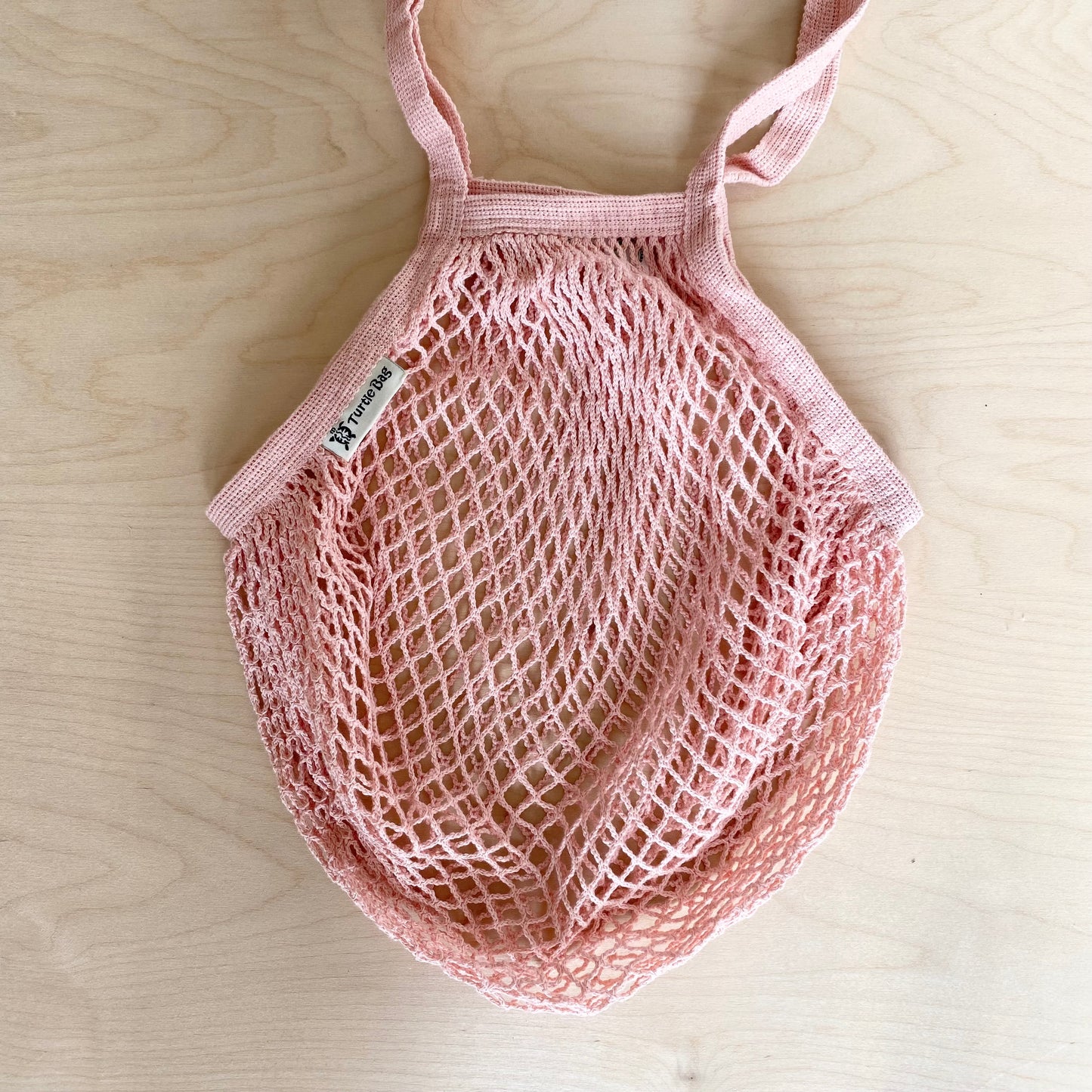 Long Handled Organic Cotton String Bag - Dusty Pink