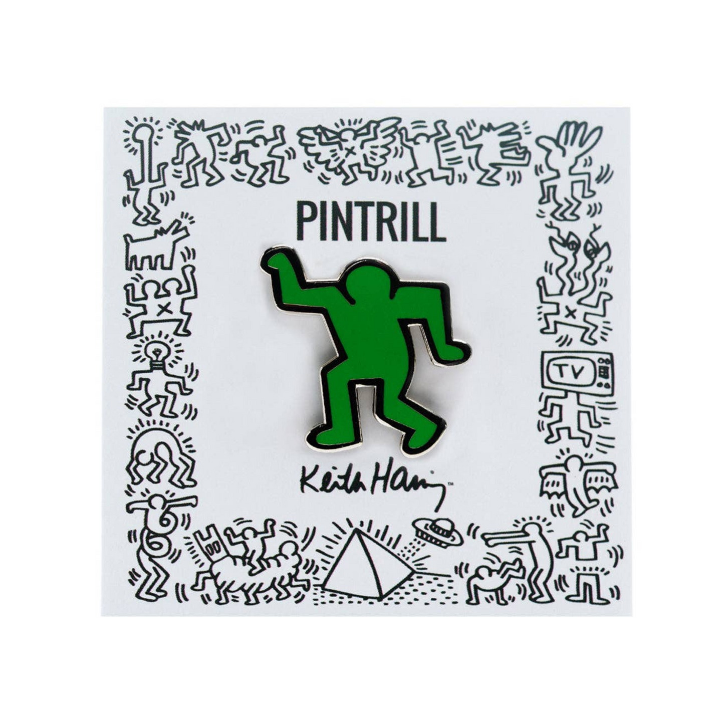 Keith Haring Dancing Man Pin - Green