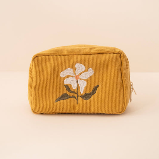 Flower Corduroy Makeup Bag