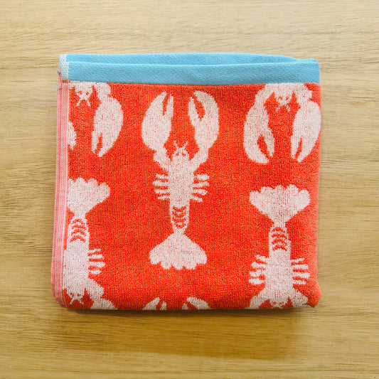 Coral Lobster Organic Cotton Hand Towel