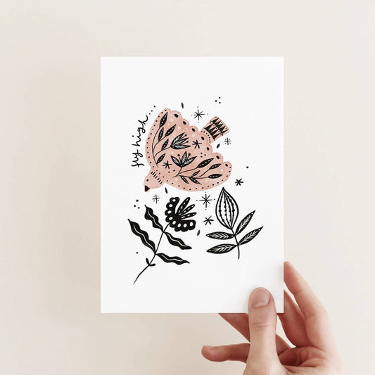 Fly High Pink Bird  Card