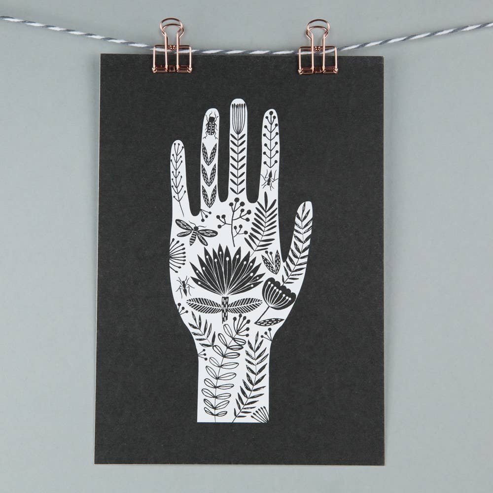 A5 folk art hand art print