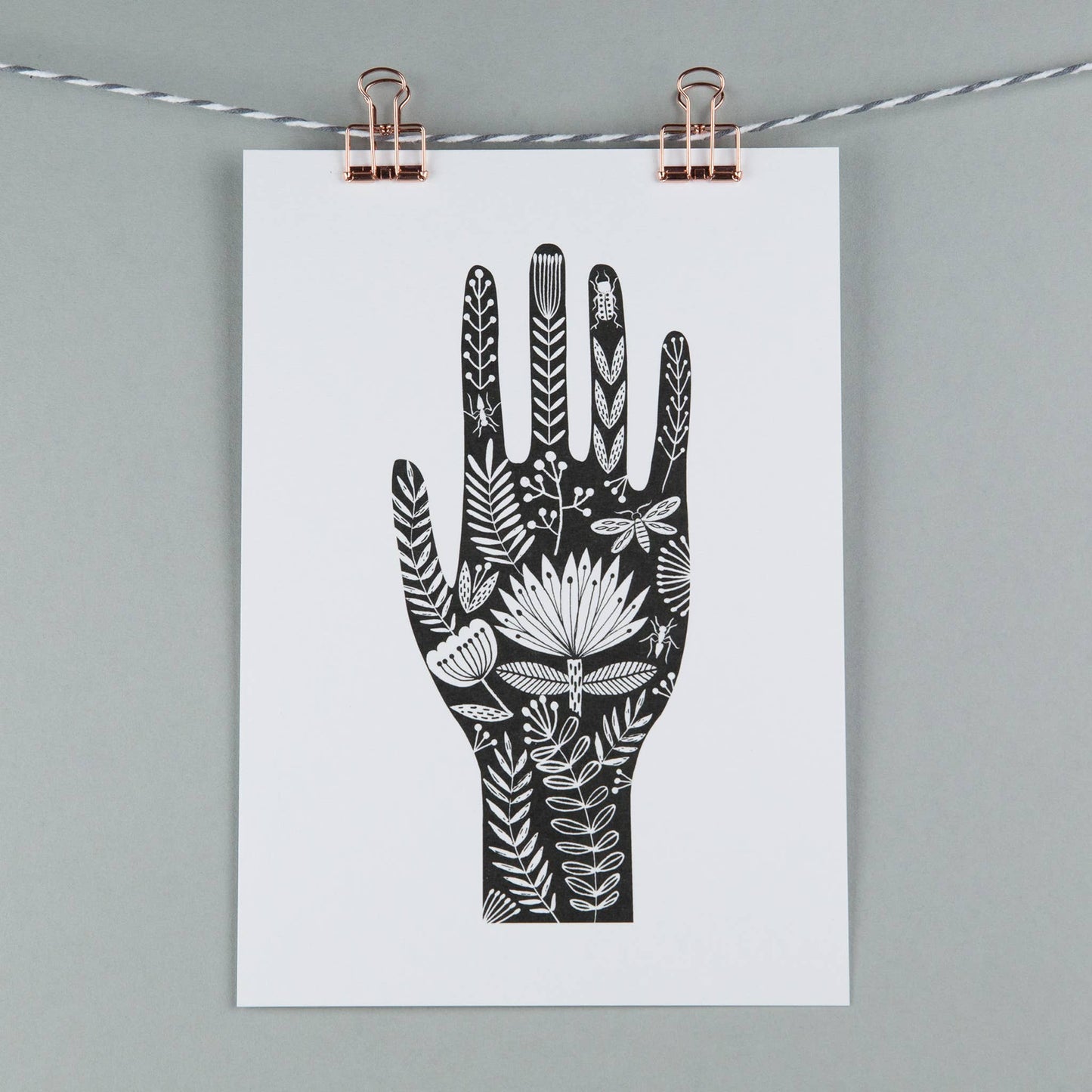 Folk tattooed hand A5 art print