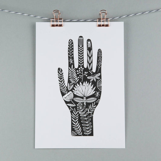 Folk tattooed hand A5 art print