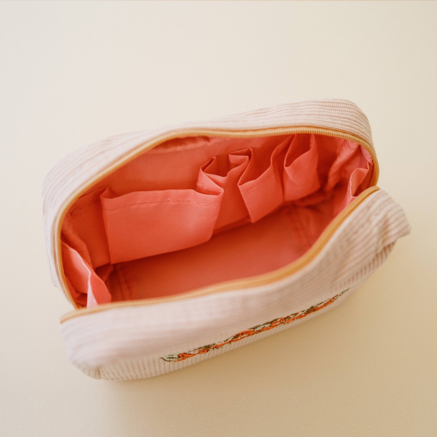Flowers Corduroy Makeup Bag
