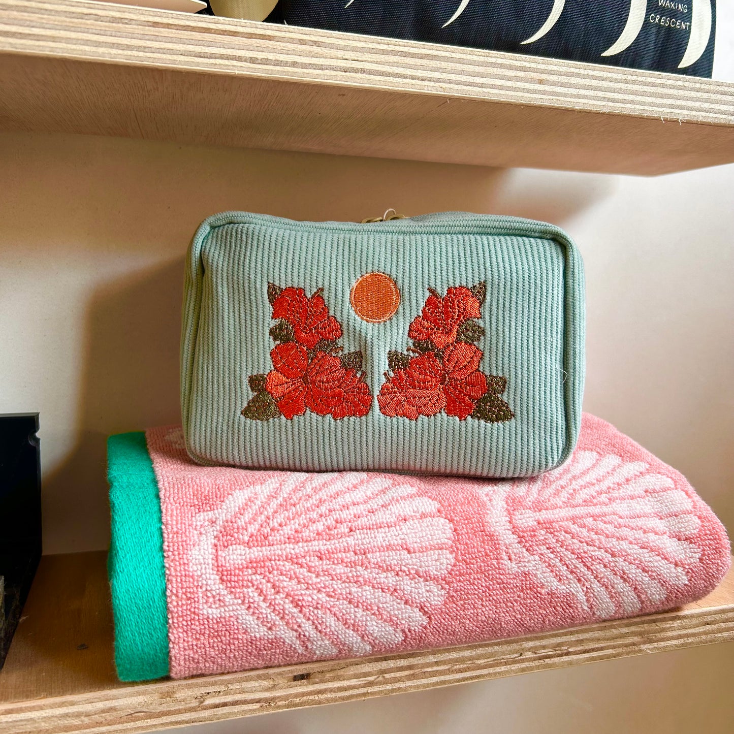 Flowers Corduroy Makeup Bag