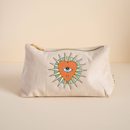 Heart Burst Corduroy cosmetic bag