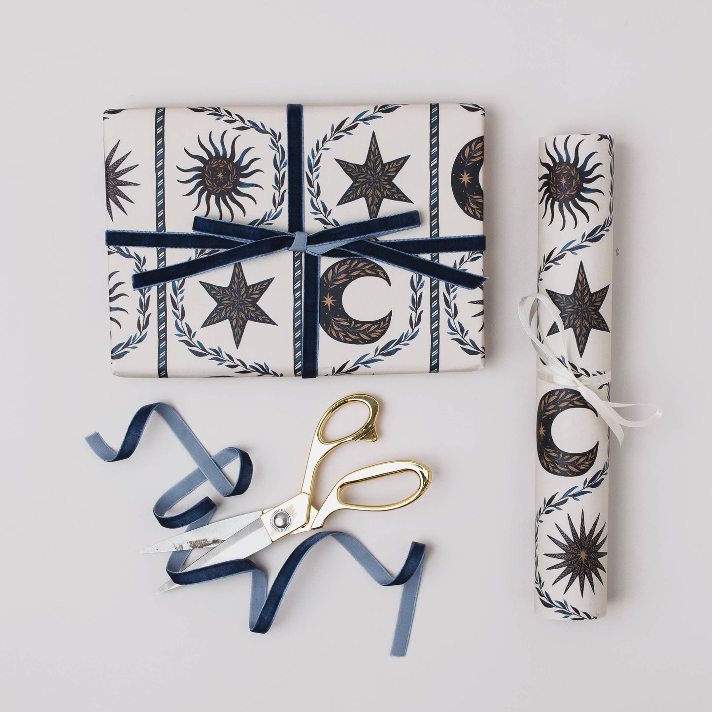 Celestial botanical luxury gift wrap