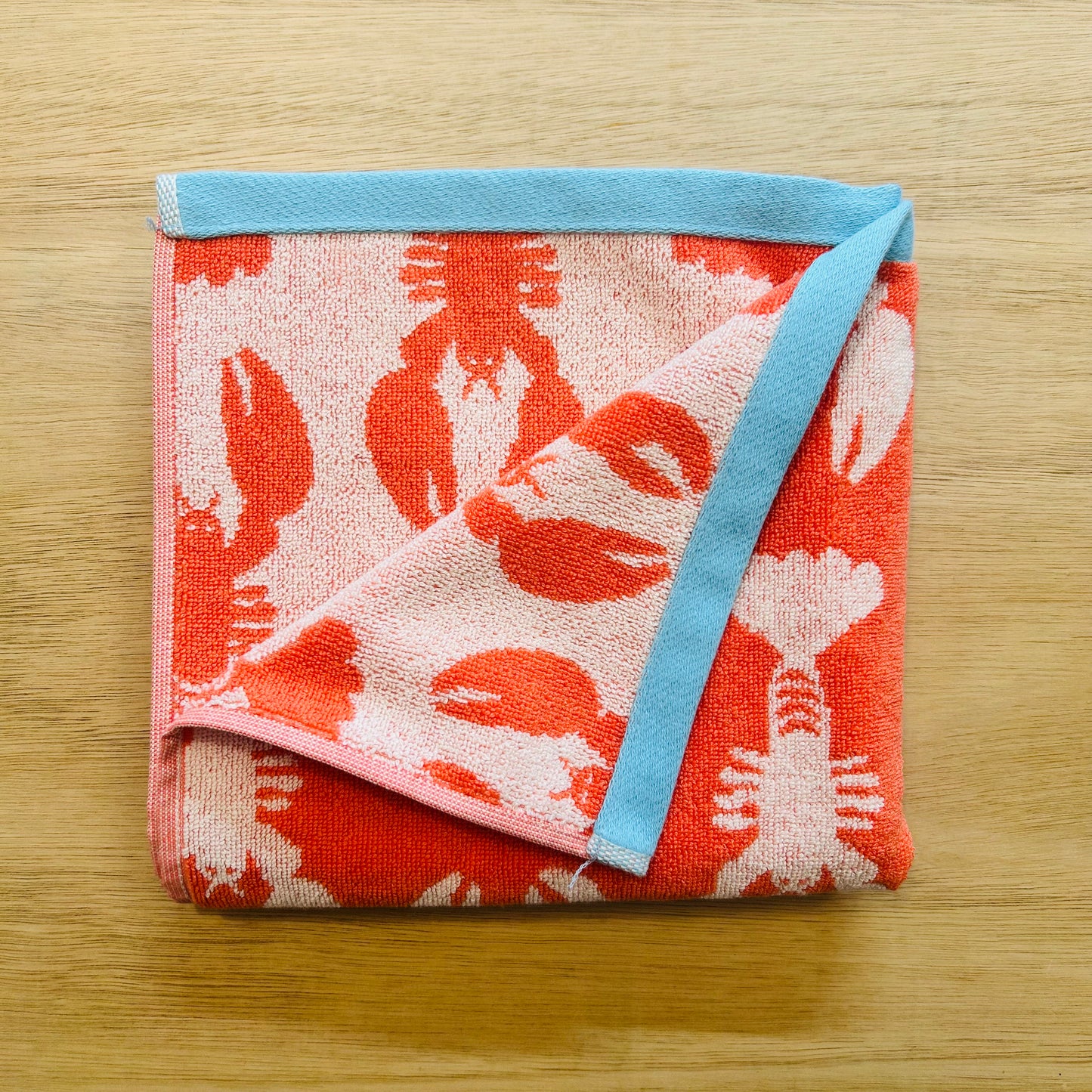 Coral Lobster Organic Cotton Hand Towel