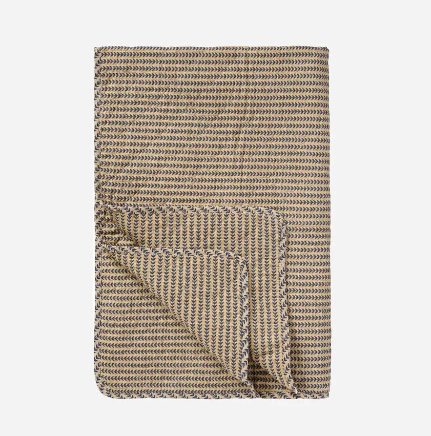 Scandi Vintage Style Quilt - Blue Stem