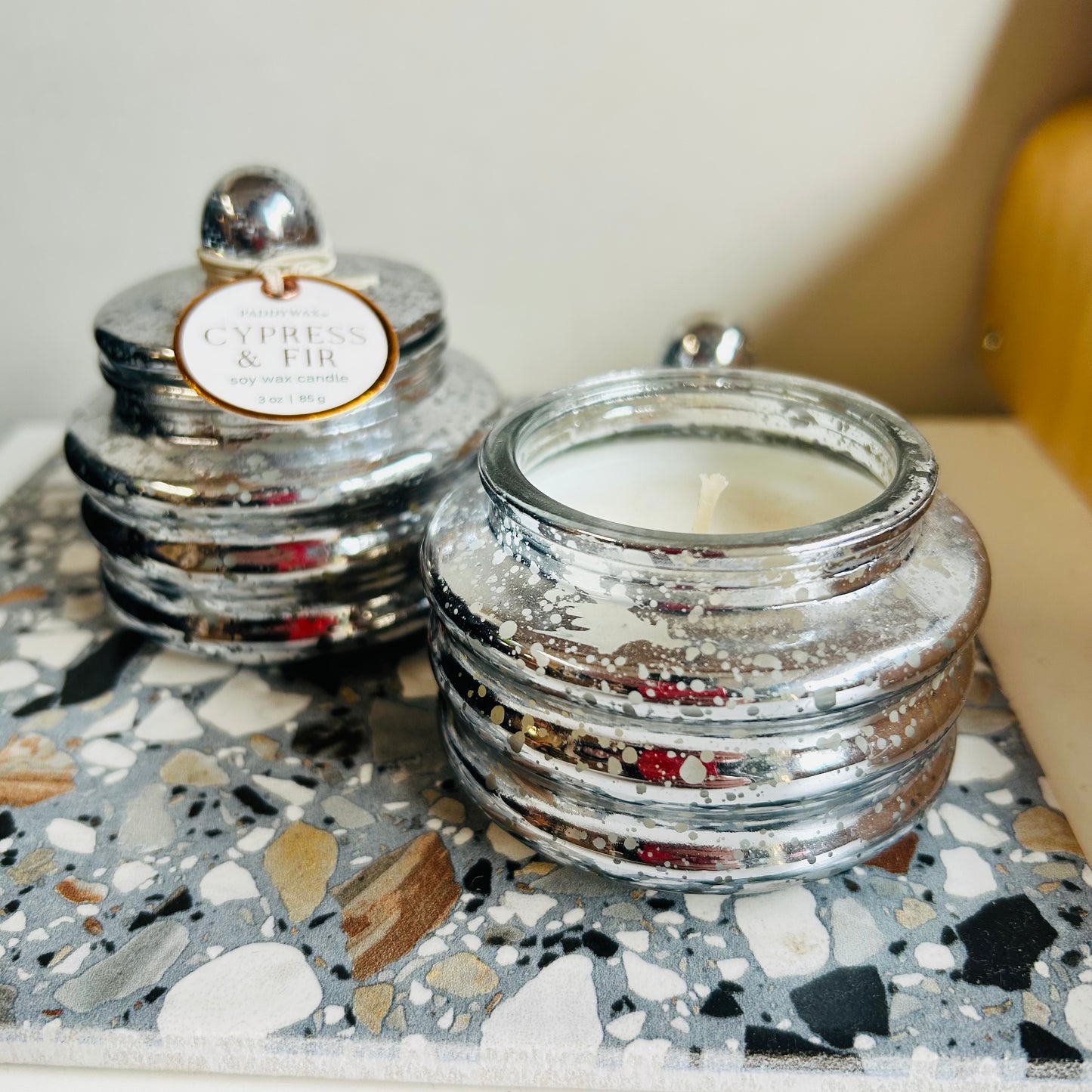 Beam Glass Candle Silver - Cypress & Fir