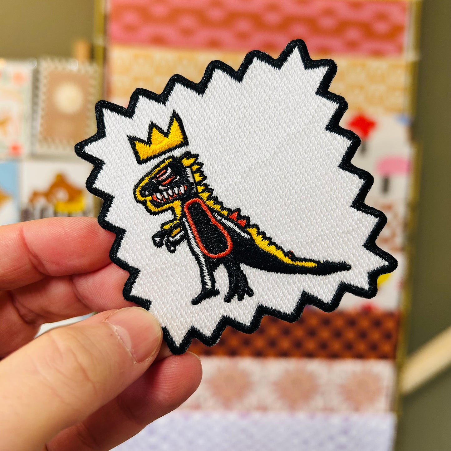 Crowned T-Rex Embroidered Patch