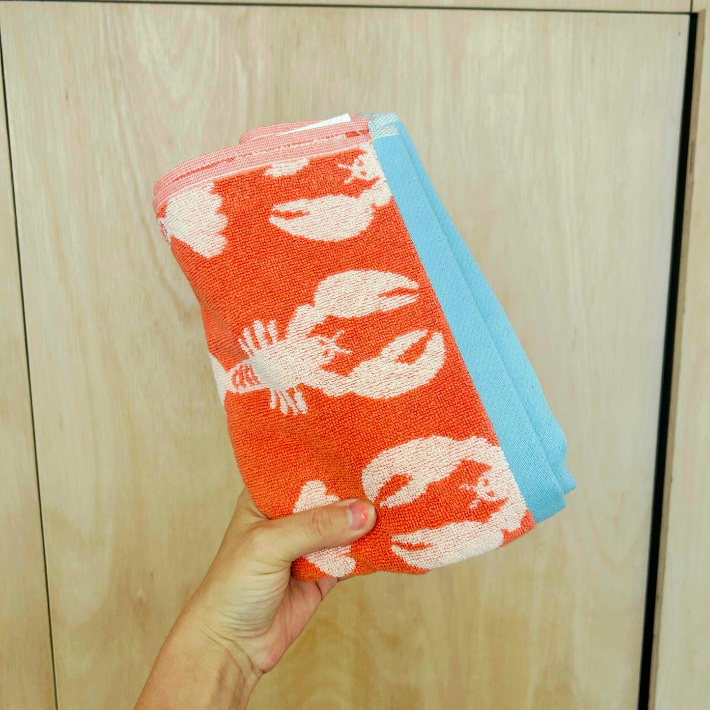 Coral Lobster Organic Cotton Hand Towel