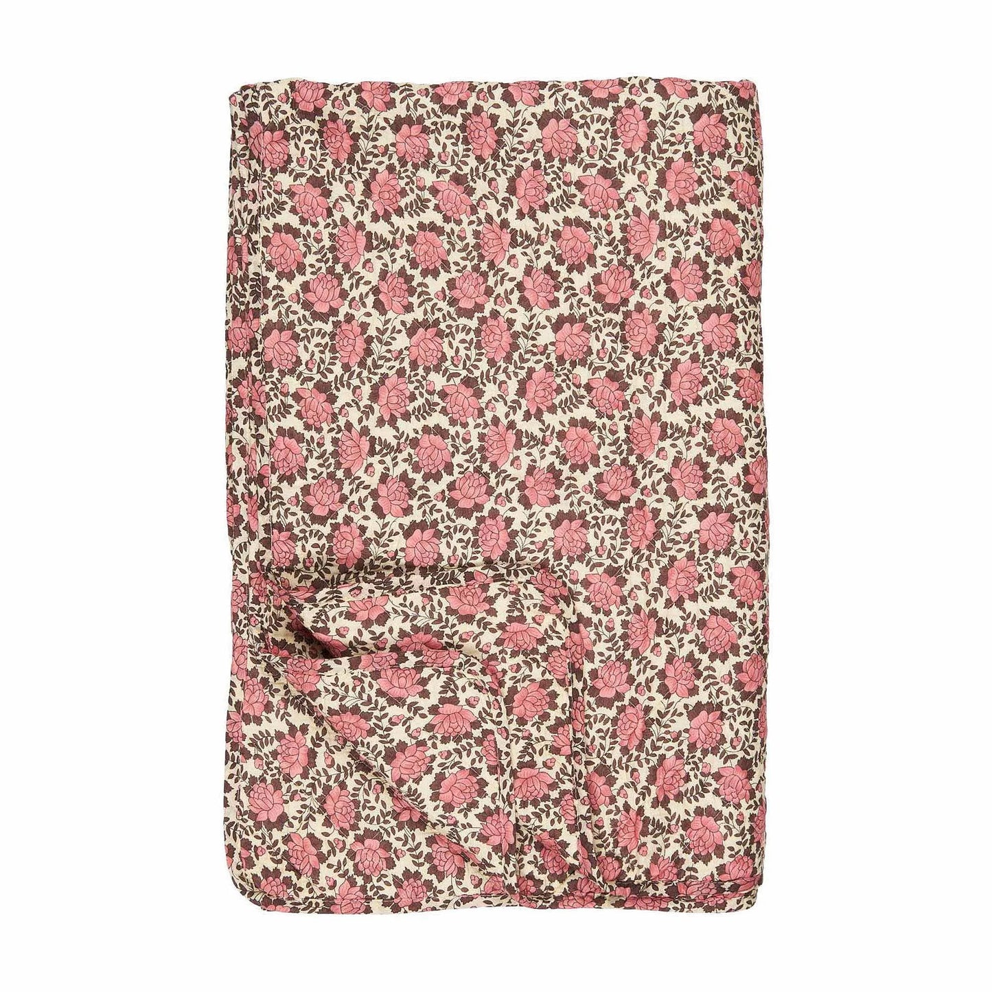 Scandi Vintage Style Quilt - pink flowers