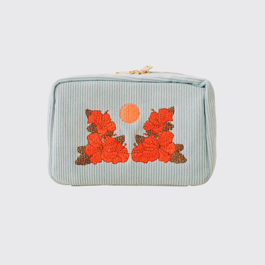 Flowers Corduroy Makeup Bag