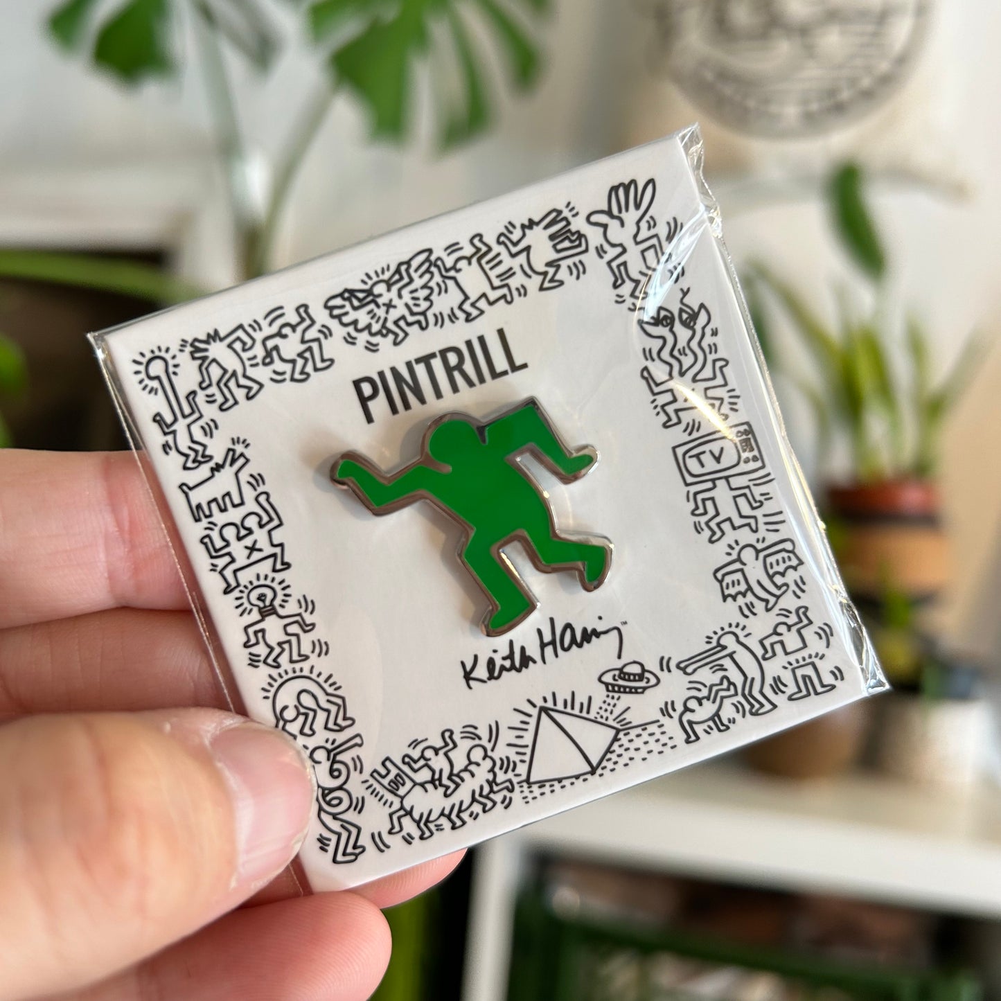 Keith Haring Dancing Man Pin - Green