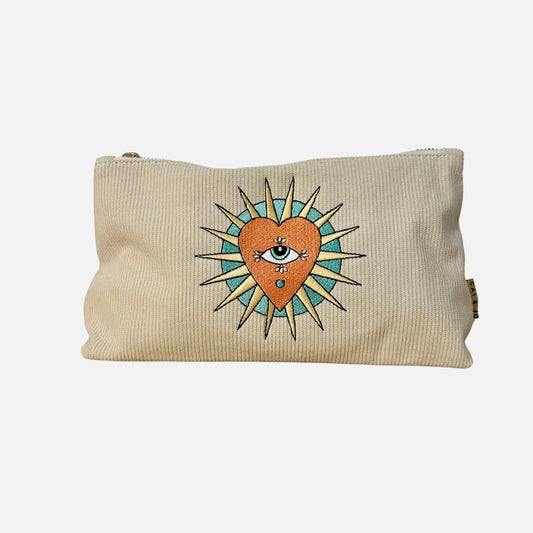 Heart Burst Corduroy cosmetic bag