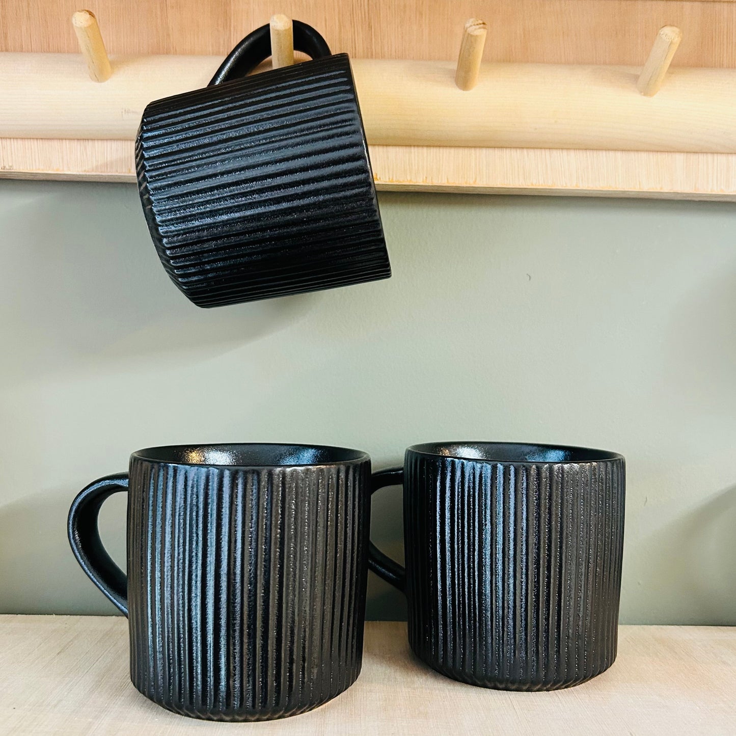Fluted Black mug
