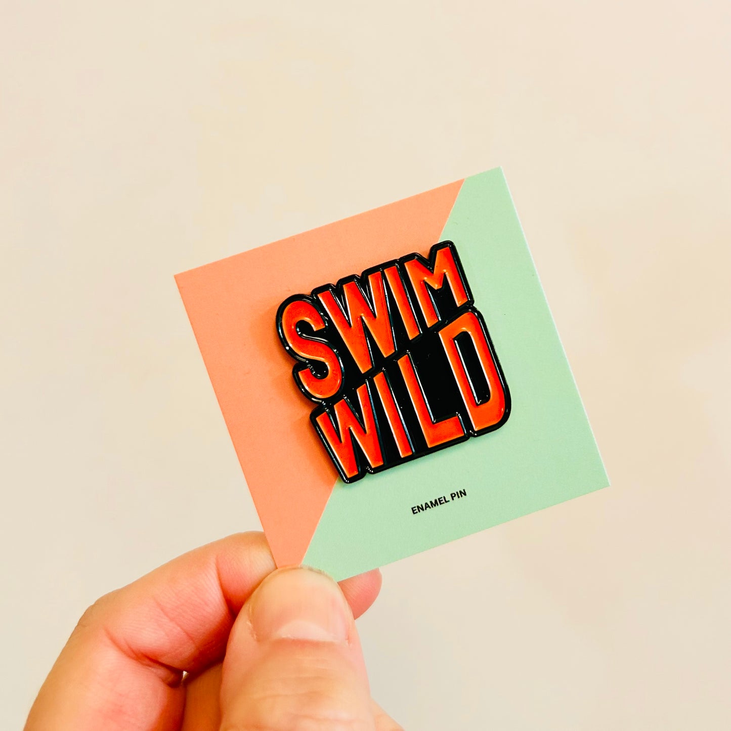 Swim Wild Vivid Orange Enamal Pin badge