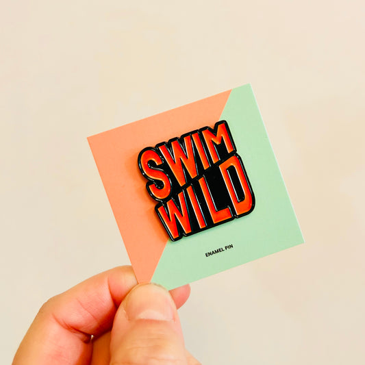 Swim Wild Vivid Orange Enamal Pin badge