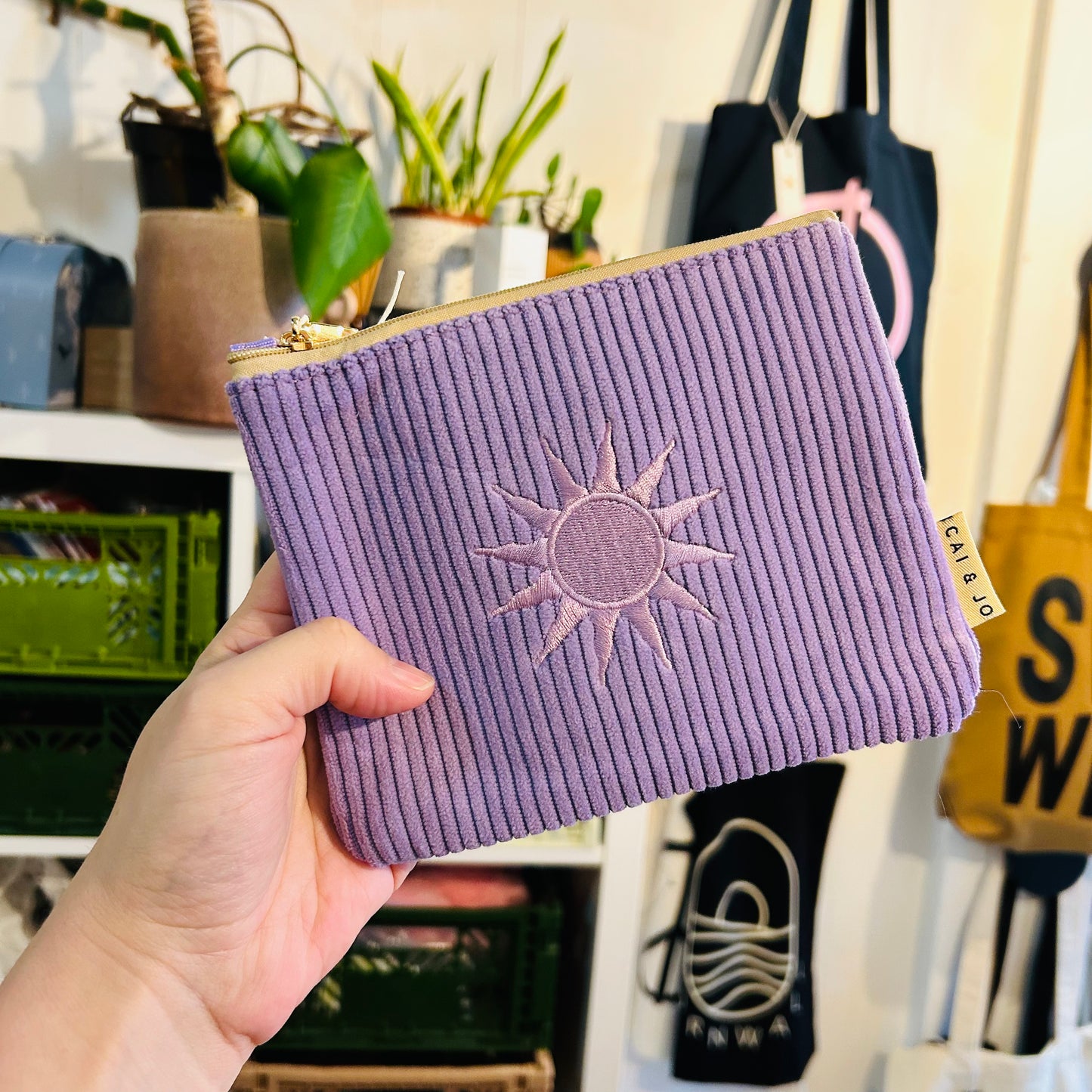 Lavender Sun Burst Corduroy Pouch