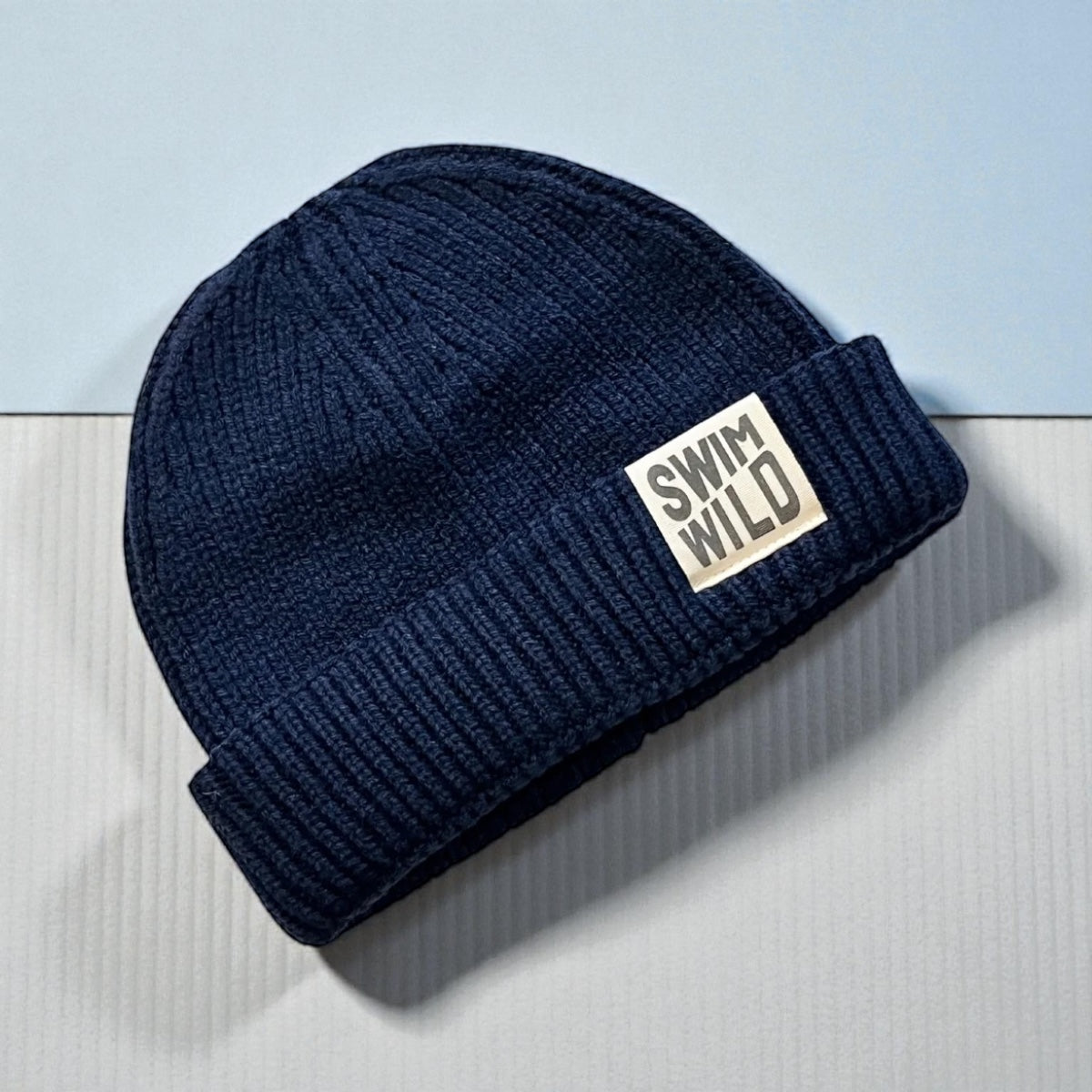 Navy Fisherman Knit Beanie
