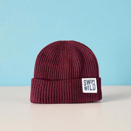 Maroon Fisherman Knit Beanie