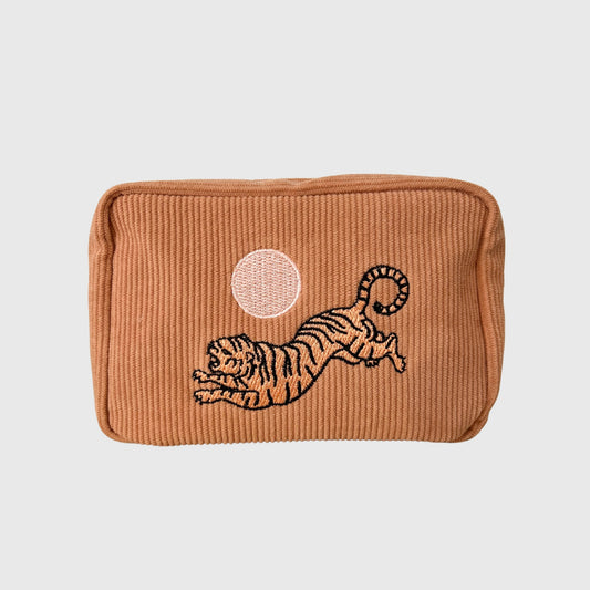Tiger Corduroy Makeup Bag