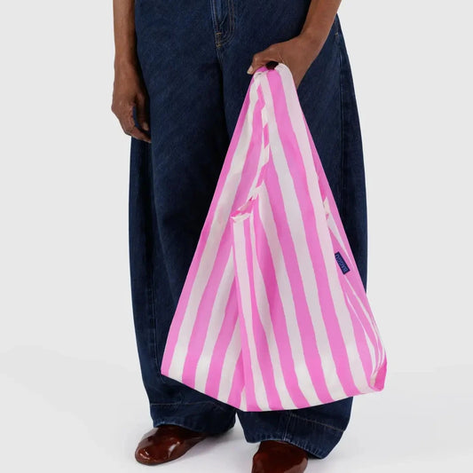 Pink Painted Stripe reusable bag