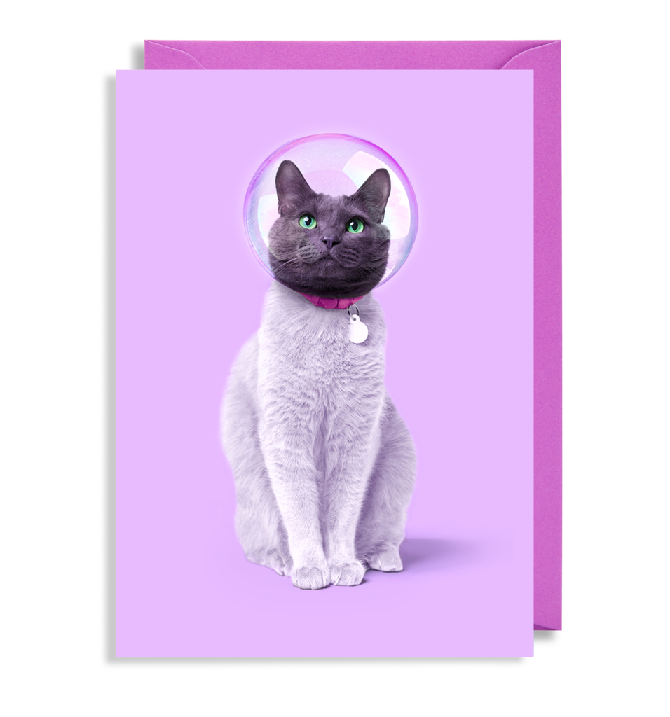 Space Cat Greetings Card