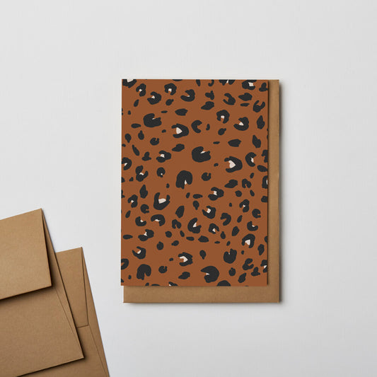 Rust Leopard Greetings Card