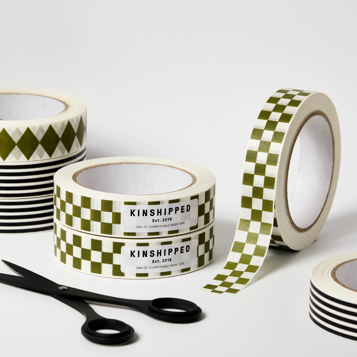 PAPER TAPE - GREEN CHECKERBOARD