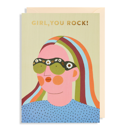 Girl, you rock! Greetings Card