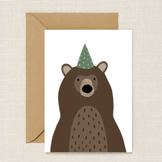 Bear in a Party Hat Greeting Card