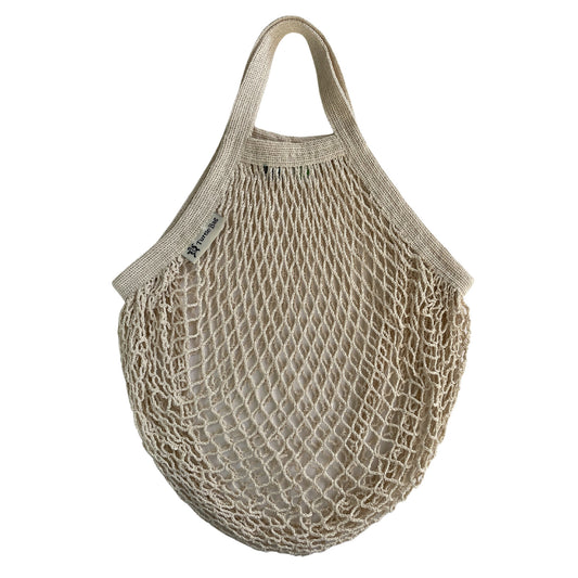 Short Handled Organic Cotton String Bag - Mushroom