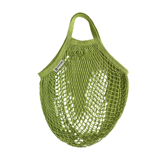 Short Handled Organic Cotton String Bag - Lime